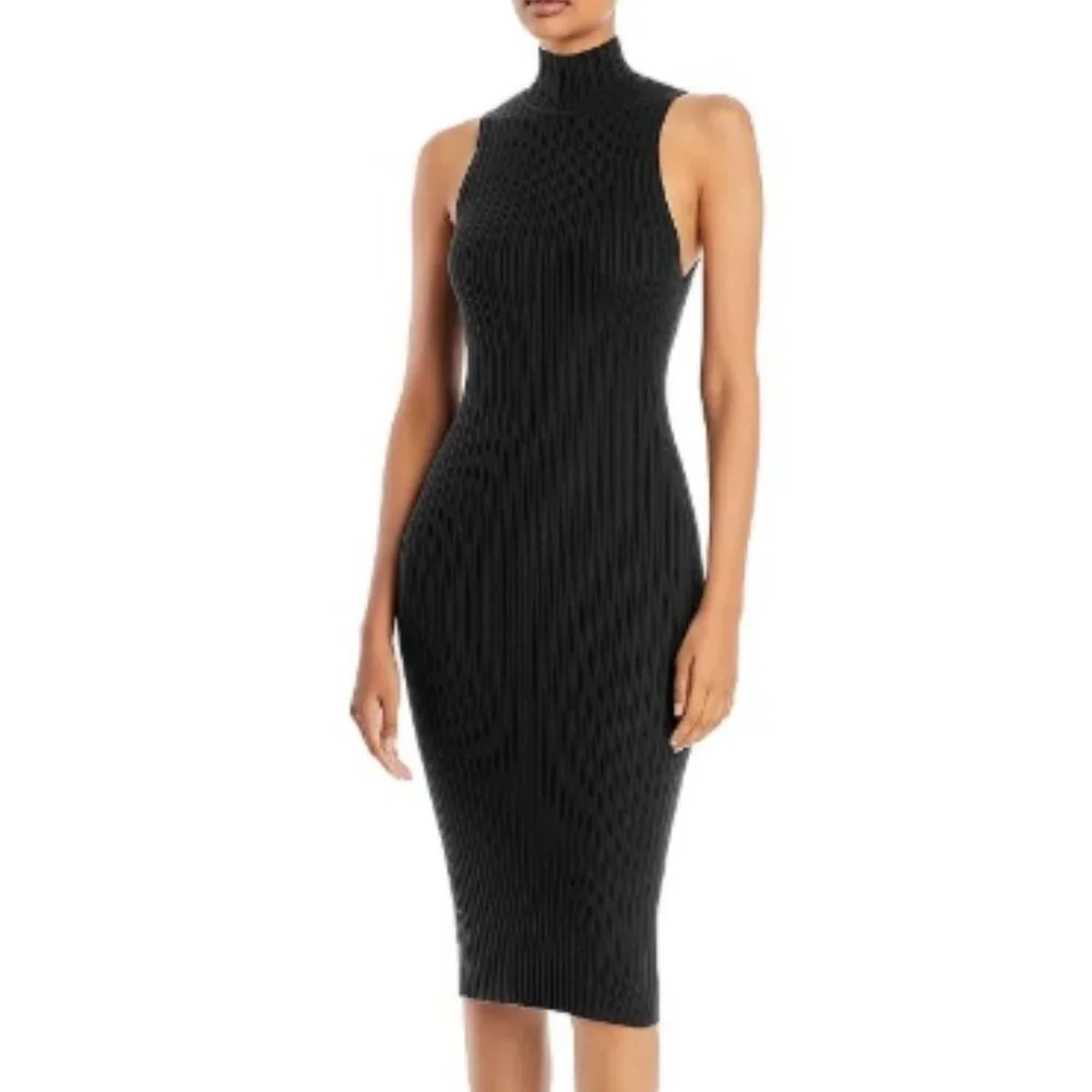 Ramy Brook Regina Mock Neck Dress – Black – Size S – NWT